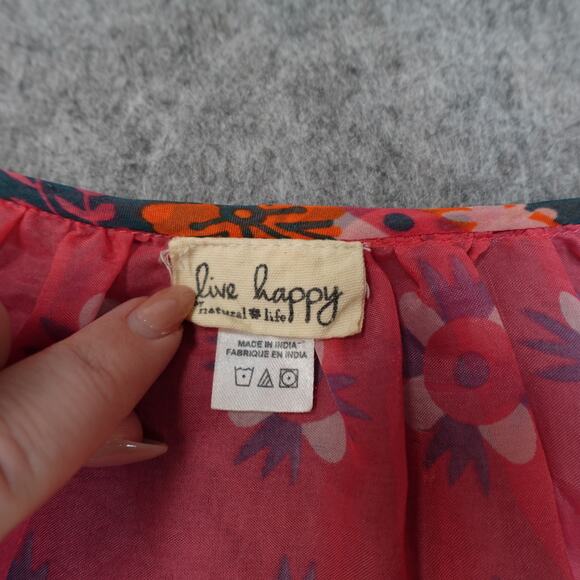 Natural Life Top Womens Small Peasant Sheer Boho Balloon Sleeve Tassel Popover - Picture 2 of 8